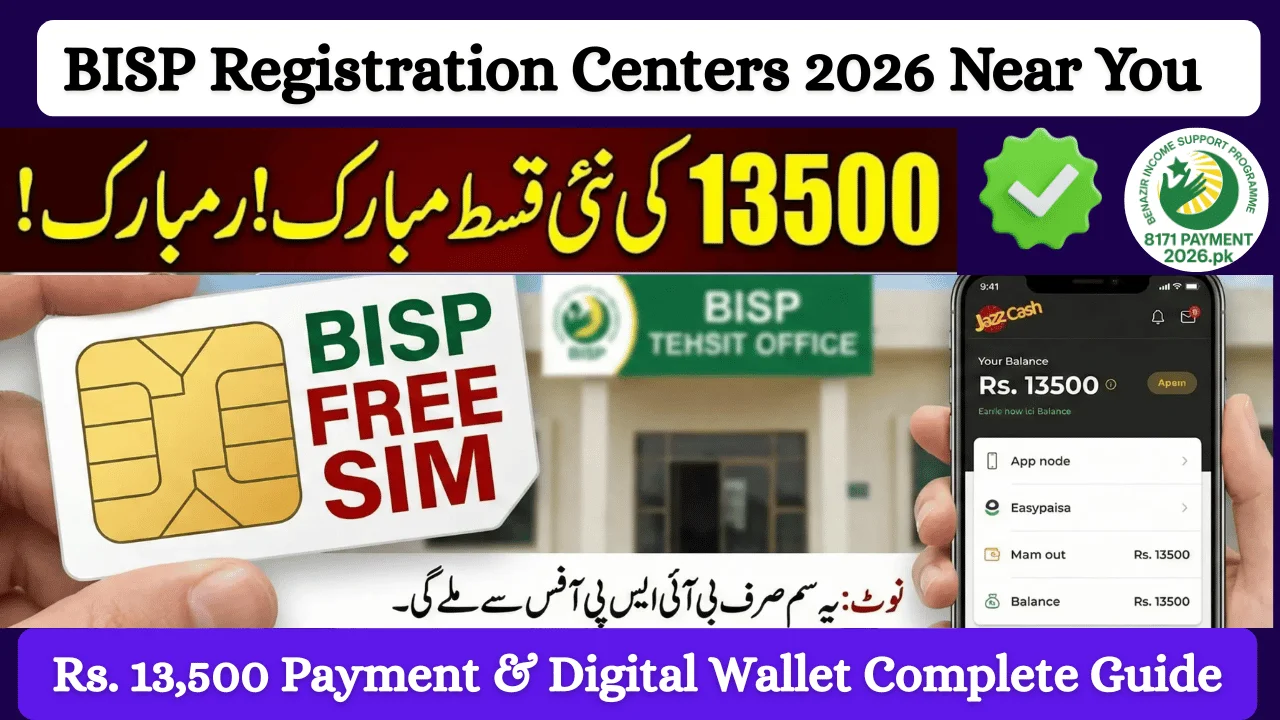 BISP Registration Centers 2026 Near You – Rs. 13,500 Payment & Digital Wallet Complete Guide